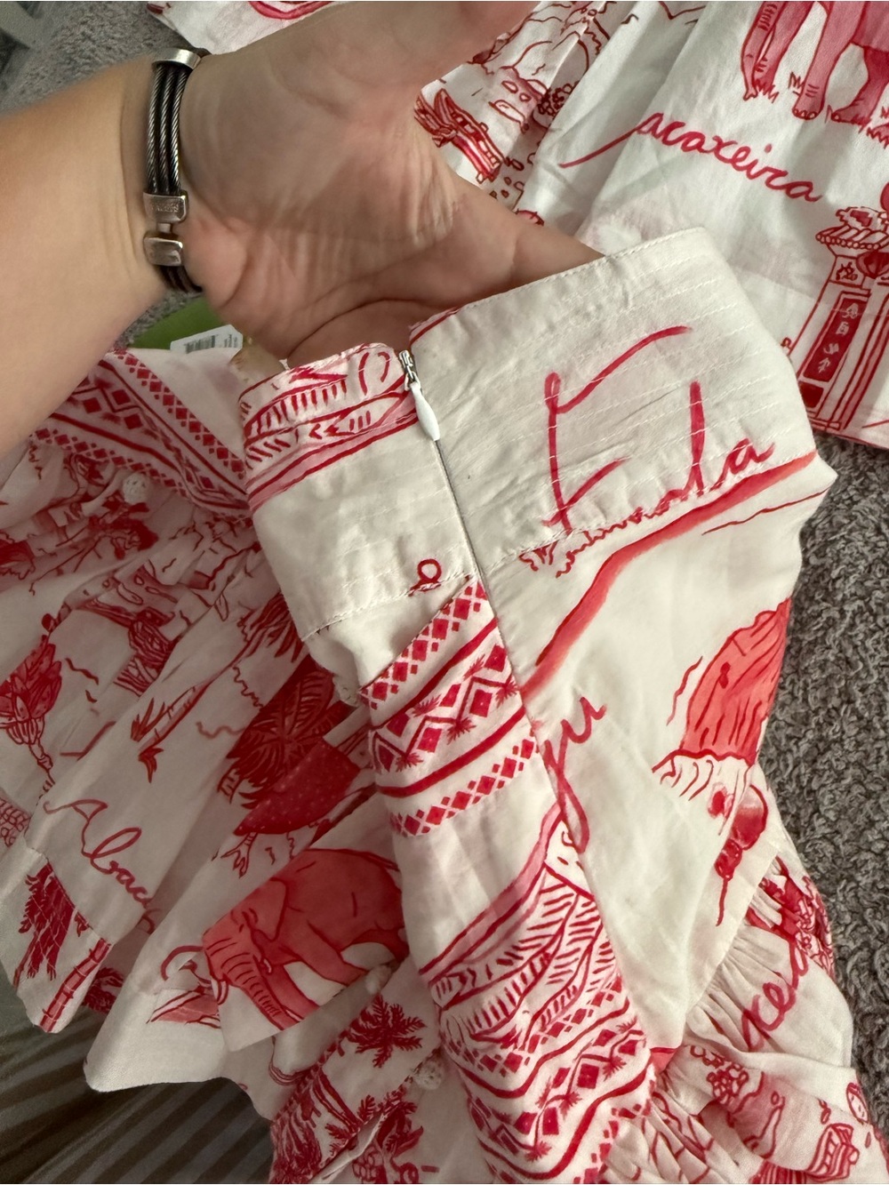 FARM Rio White and Red Toile Two-Piece Ruffle skirt and top set - Picture 6 of 6